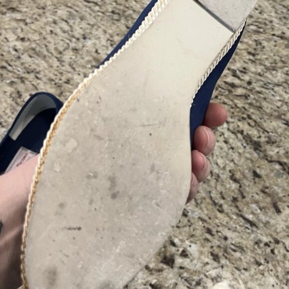 Vintage Evan Picone Women’s Espadrilles 6.5M Navy Canvas Flats Peep Toe Spain - Picture 6 of 10